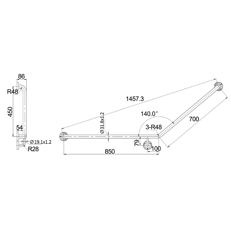 MOBI CARE Curved Grab Rail - Right Hand - Image 3