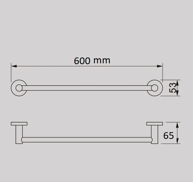TIARA 600mm Single Towel Rail Brushed Brass - Image 3